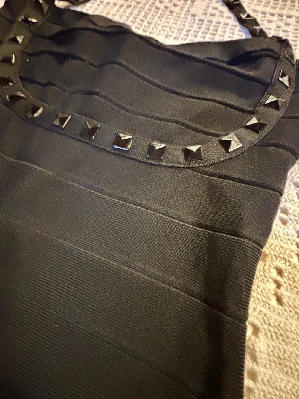 bebe Black Studded Bandage Halter Mini Dress Size Small/XS